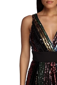 Michaela Formal Rainbow Sequin Dress