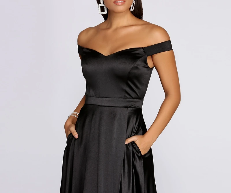 Ophelia Formal High Slit Satin Dress