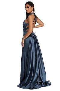 Chloe Caged Long Satin Dress