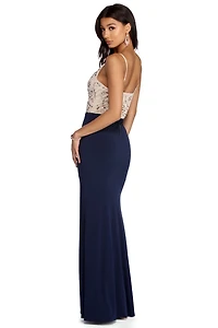 Giana Formal High Slit Beaded Dress