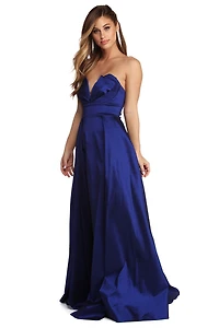 Kayla Formal High Slit Taffeta Dress