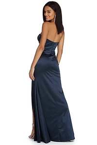 Patricia High Slit Satin Dress