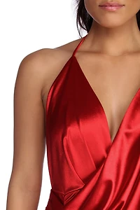 Amelia Ruched Satin Dress