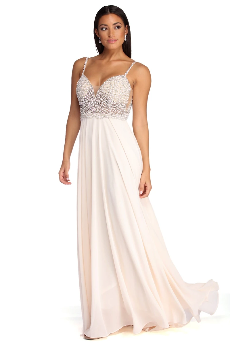 Gracelyn Formal Pearl Chiffon Dress