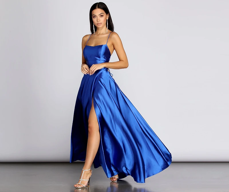 Anne Formal Lattice Satin Dress