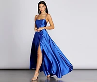 Anne Formal Lattice Satin Dress