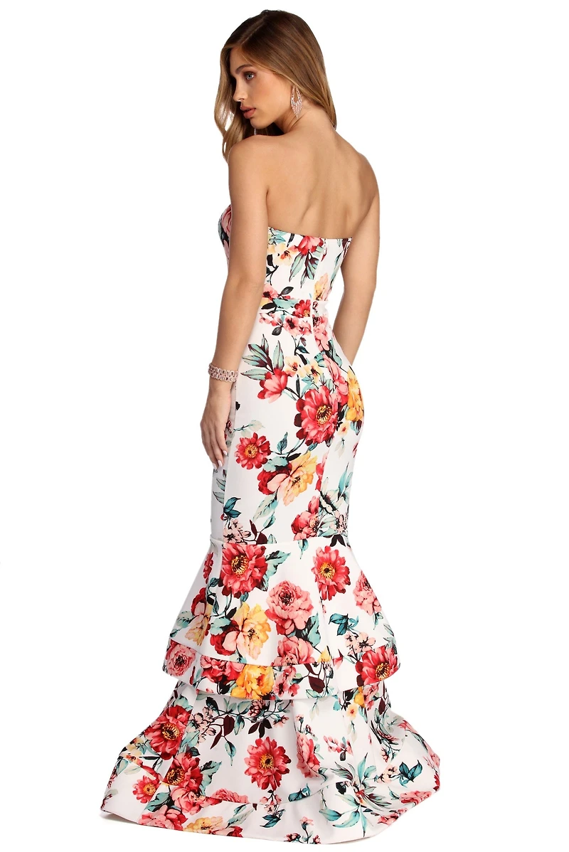 Alecia Sleeveless Floral Mermaid Dress