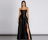 Anne Formal Lattice Satin Dress