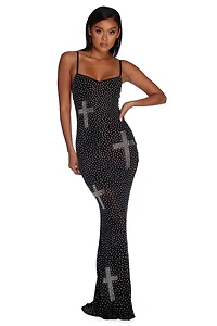 Nadine Formal Heat Stone Cross Dress