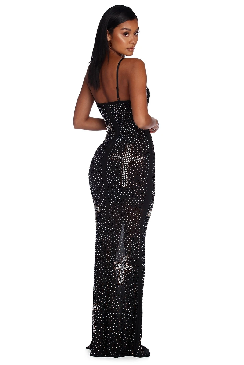 Nadine Formal Heat Stone Cross Dress