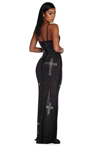 Nadine Formal Heat Stone Cross Dress