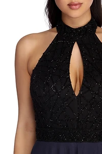 Francesca Formal Beaded Chiffon Dress