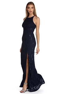 Keltie Formal Sequin And Lace Dress