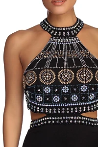Zariyah Formal Heat Stone Cut Out Dress