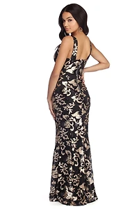 Jessica Floral Sequin Formal Dress