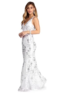 Jessica Floral Sequin Formal Dress