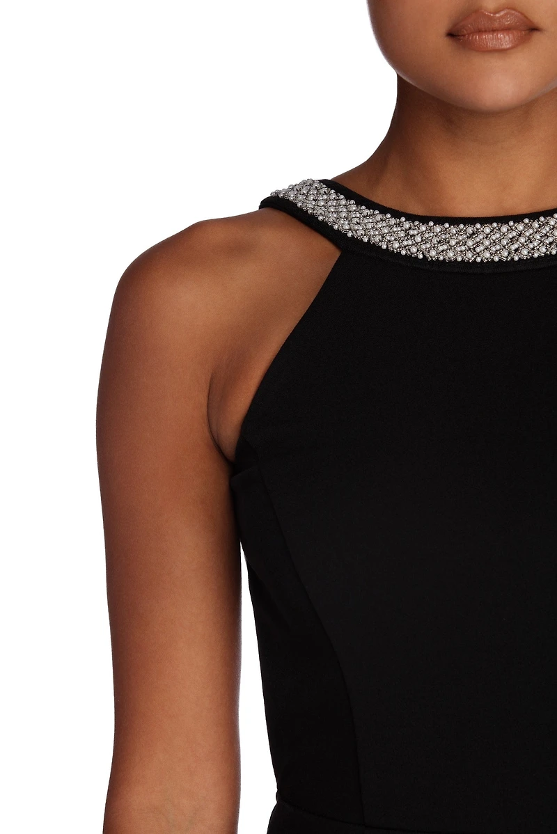 Jocelyn Formal Open Back Pearl Dress