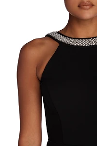 Jocelyn Formal Open Back Pearl Dress