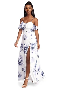 Mia Formal High Slit Chiffon Dress
