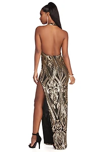 Ali Formal Sequin Scroll Dress