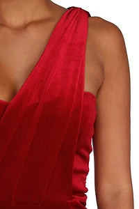 Iris One Shoulder Draped Velvet Dress