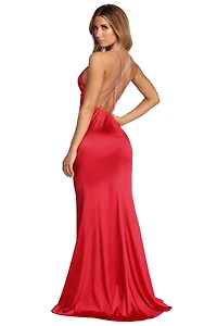 Gabby Reign Rhinestone Satin Dress