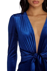 Irina Formal High Slit Velvet Dress