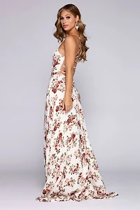 Krystal Formal Floral Open Back Dress