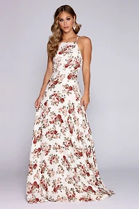 Krystal Formal Floral Open Back Dress