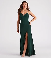 Aaliyah Formal Crepe Lace-Up Mermaid Dress