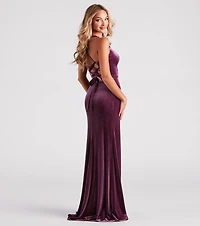Christina Lace-Up Back Velvet Dress
