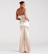 Rae Formal Satin Pleated Bust Mermaid Dress
