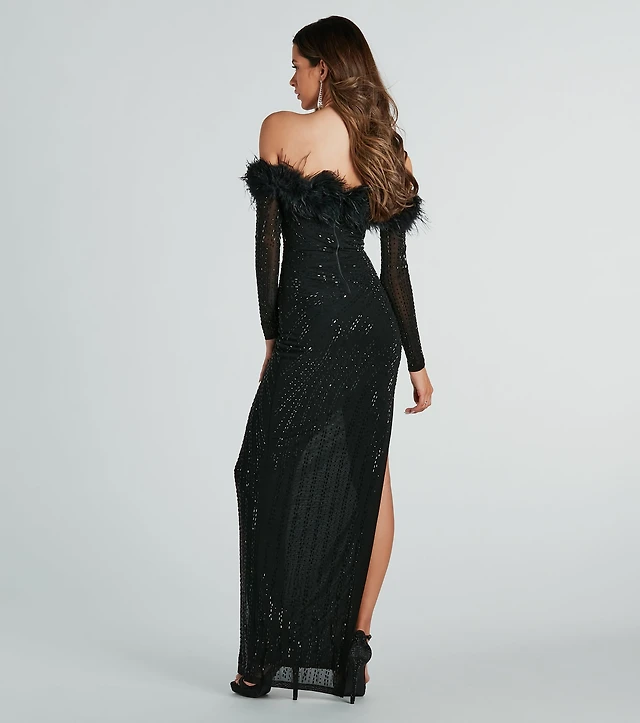 slim fit dress slacks ANGEL RHINESTONE MESH MAXI DRESS – AKIRA main image 0
