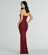 Elaine Formal Glitter Strapless Mermaid Dress