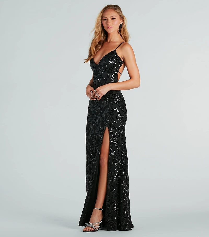 Jacqueline Formal Sequin Strappy Mermaid Dress