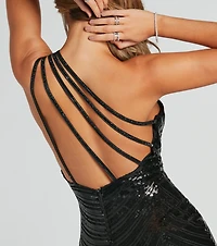 Emberly Sequin One-Shoulder High Slit Formal Dress