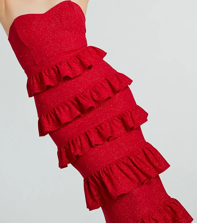 linda formal glitter ruffled dress Windsor Linda Formal Glitter Ruffled Dress