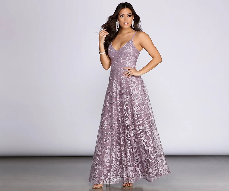 Amaya Mesh Embroidered A-Line Dress