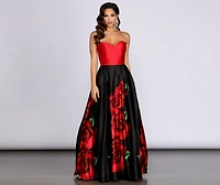 Macie Strapless Rose Ball Gown
