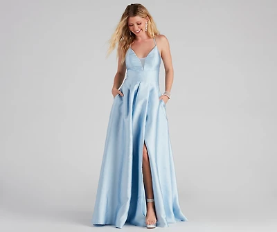 Lottie Formal Satin And Lace Ball Gown