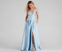 Lottie Formal Satin And Lace Ball Gown