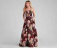 Hayde Formal Floral Lace Up Ball Gown