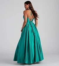 Molly Satin Lace Up Ball Gown
