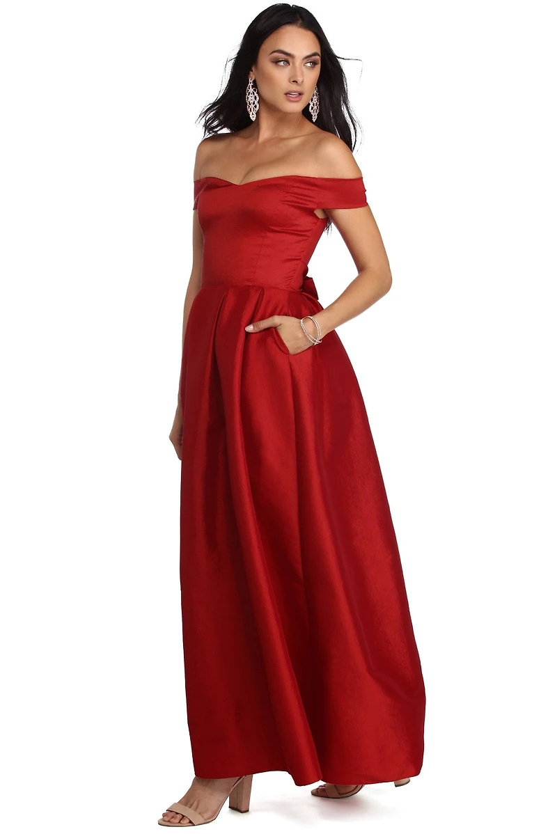 Lucia Off The Shoulder Taffeta Ballgown