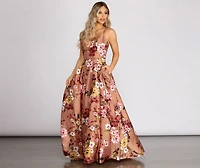 Magdalena Satin Floral Gown