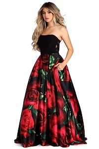 Sariah Strapless Rose Ball Gown