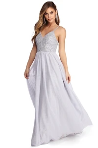 Rose Formal Lace And Pearl Ball Gown