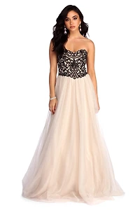 Demi Floral Lace Up Ball Gown