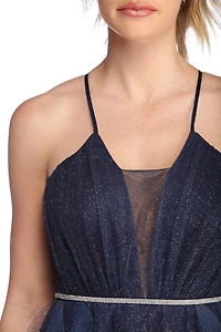 Griselda Glitter Mesh Tendril Gown