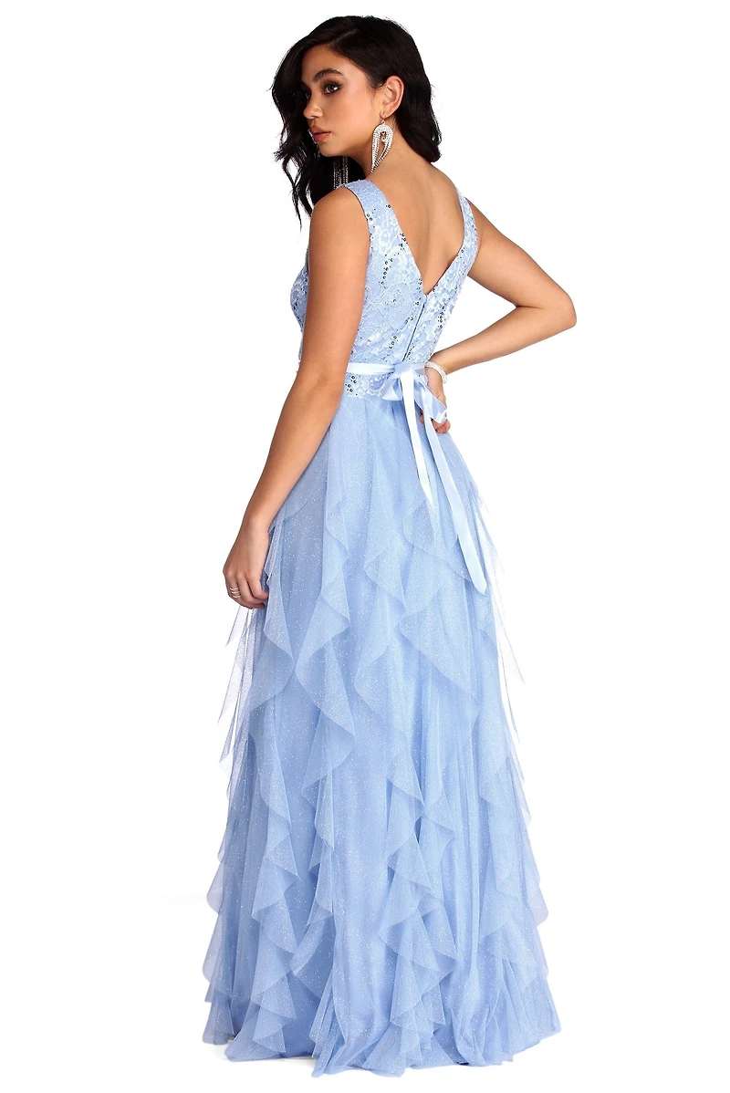 Ava Formal Glitter Tendril Dress